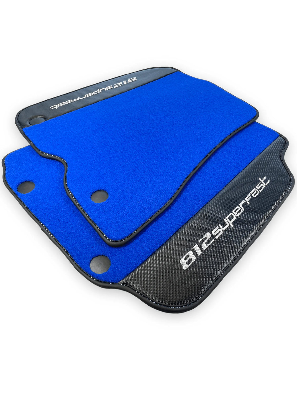 Blue Floor Mats For Ferrari 812 Superfast With Carbon Fiber Leather - AutoWin