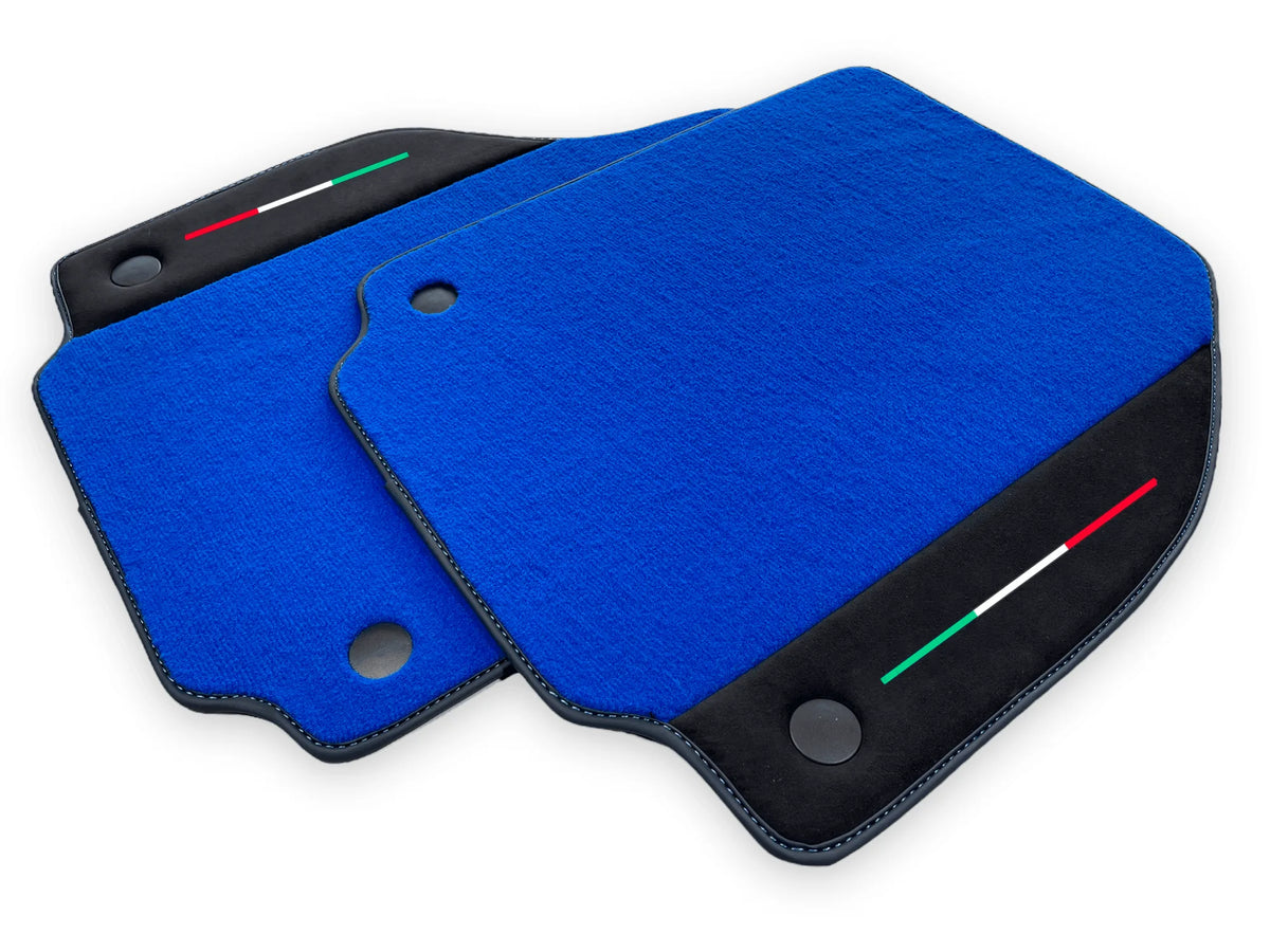 Blue Floor Mats For Ferrari F8 Tributo 2019-2022 With Alcantara Leather - AutoWin