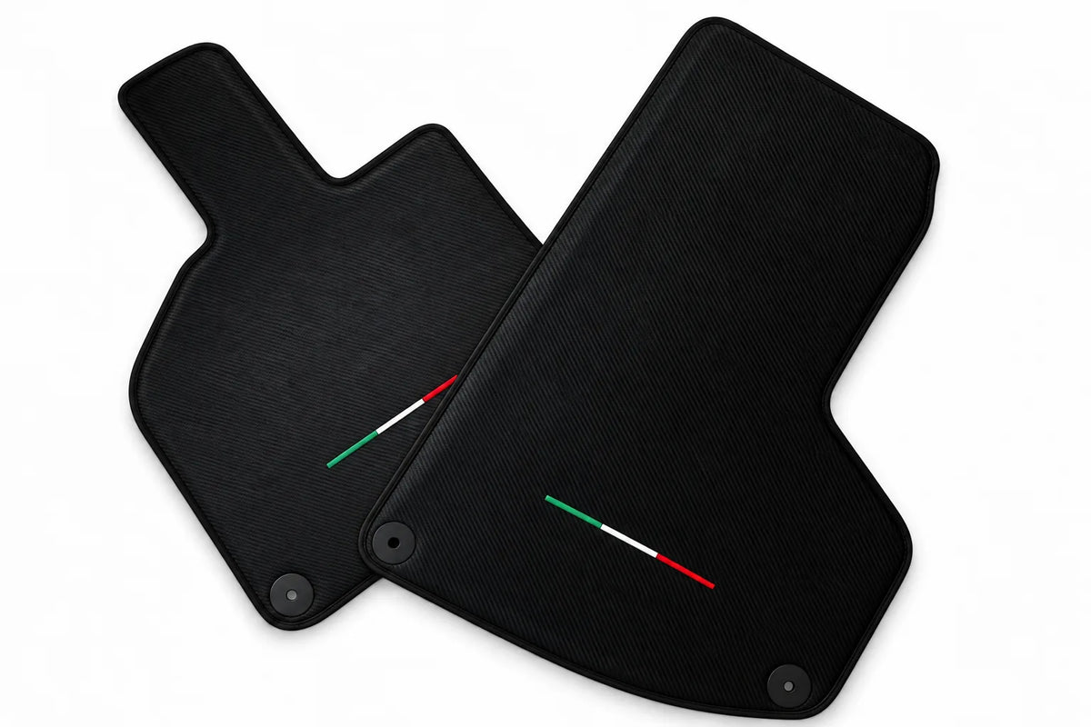 Carbon Fiber Floor Mats for Lamborghini Huracan with Italian Flag Black trim