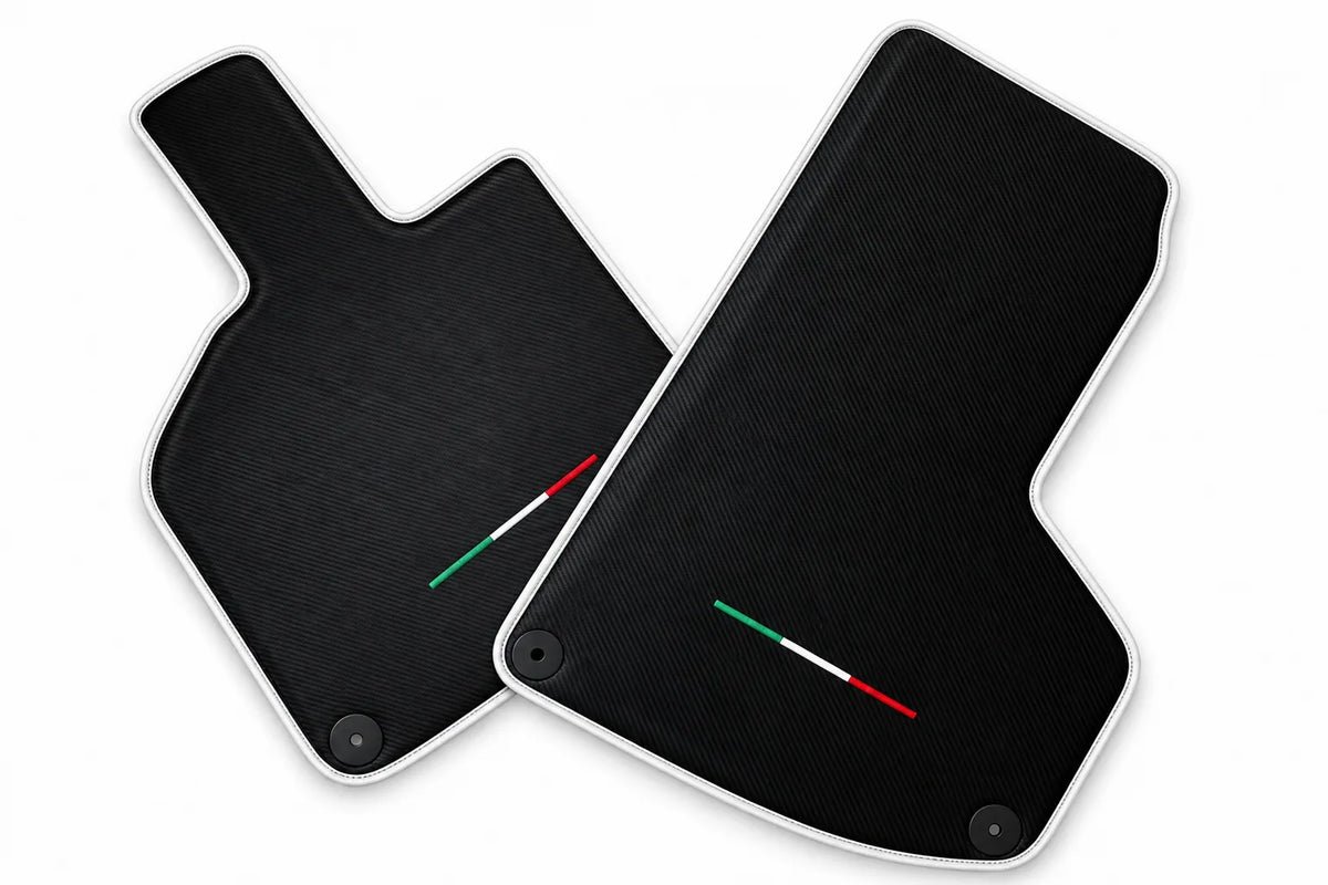 Carbon Fiber Floor Mats for Lamborghini Huracan with Italian Flag White trim