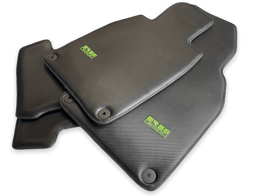 Carbon Fiber Floor Mats for Porsche Cayenne (2010-2018) Green Sewing - AutoWin