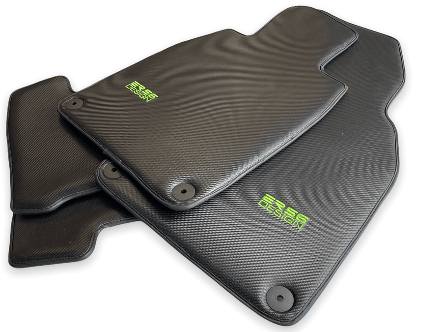 Carbon Fiber Floor Mats for Porsche Cayenne (2018-2023) Green Sewing - AutoWin