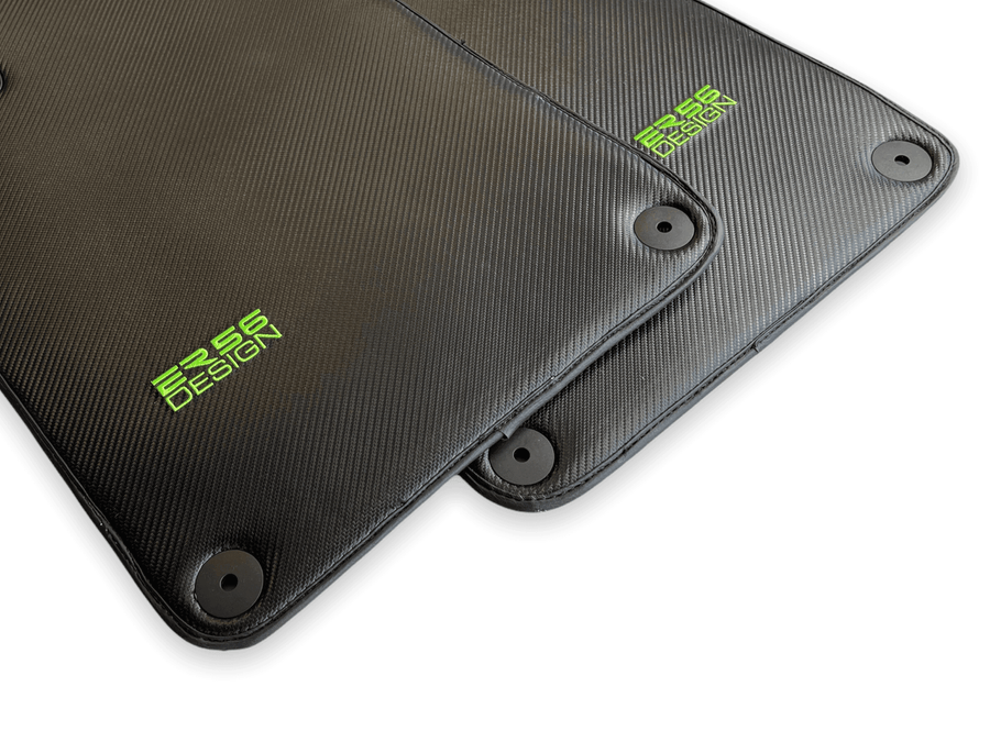 Carbon Fiber Floor Mats for Porsche Cayenne (2018-2023) Green Sewing - AutoWin