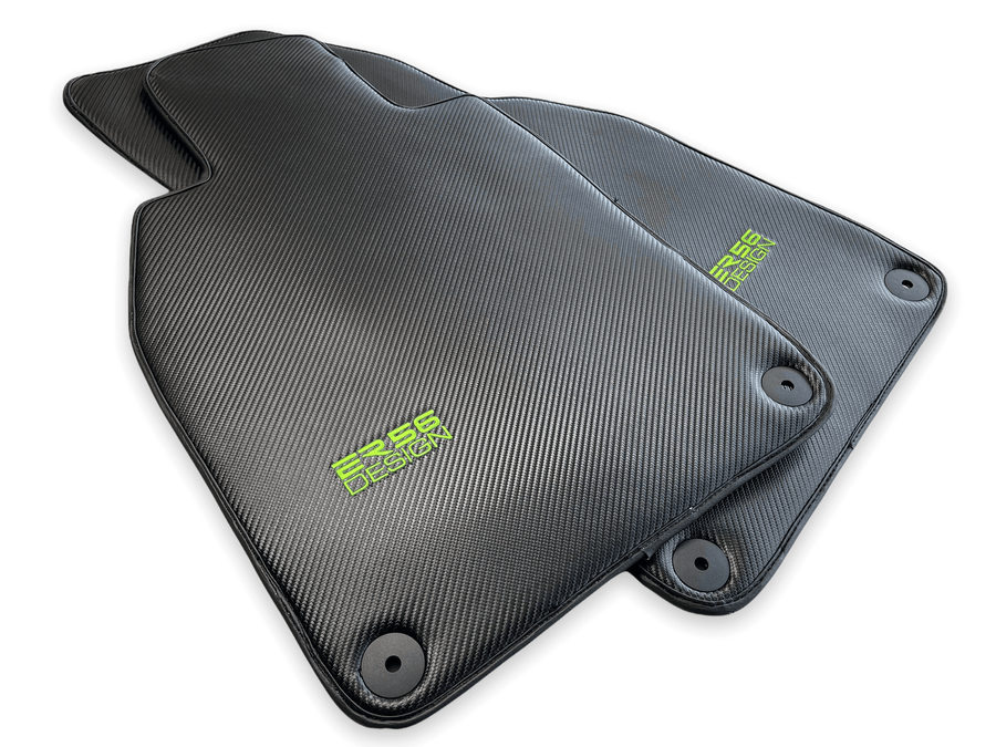 Carbon Fiber Floor Mats for Porsche Panamera (2009-2016) Green Sewing - AutoWin
