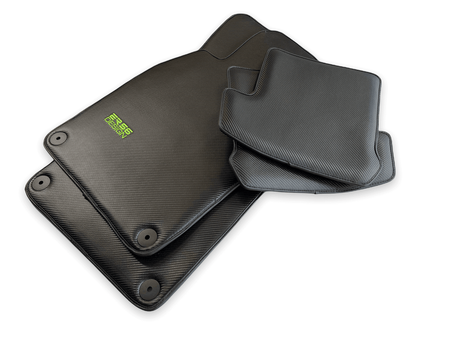 Carbon Fiber Floor Mats for Porsche Panamera (2009-2016) Green Sewing - AutoWin
