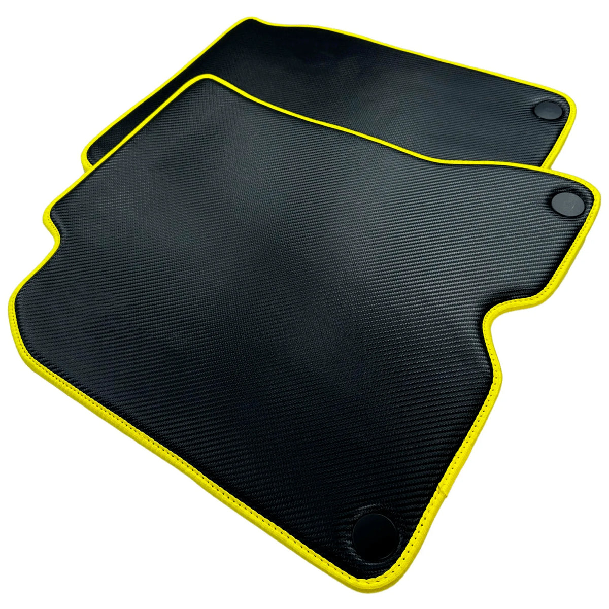 Carbon Fiber Leather Floor Mats For Ferrari California T (2015-2018) with Yellow Trim - AutoWin