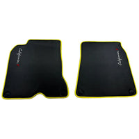 Carbon Fiber Leather Floor Mats For Ferrari California T (2015-2018) with Yellow Trim - AutoWin