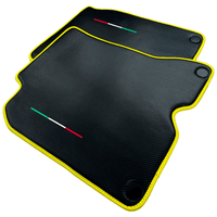 Carbon Fiber Leather Floor Mats For Ferrari California T (2015-2018) with Yellow Trim - AutoWin