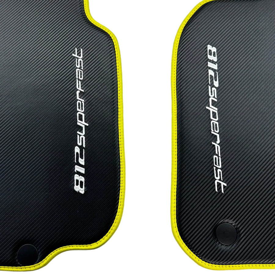 Carbon Floor Mats For Ferrari 812 Superfast (2018-2023) with Yellow Trim - AutoWin