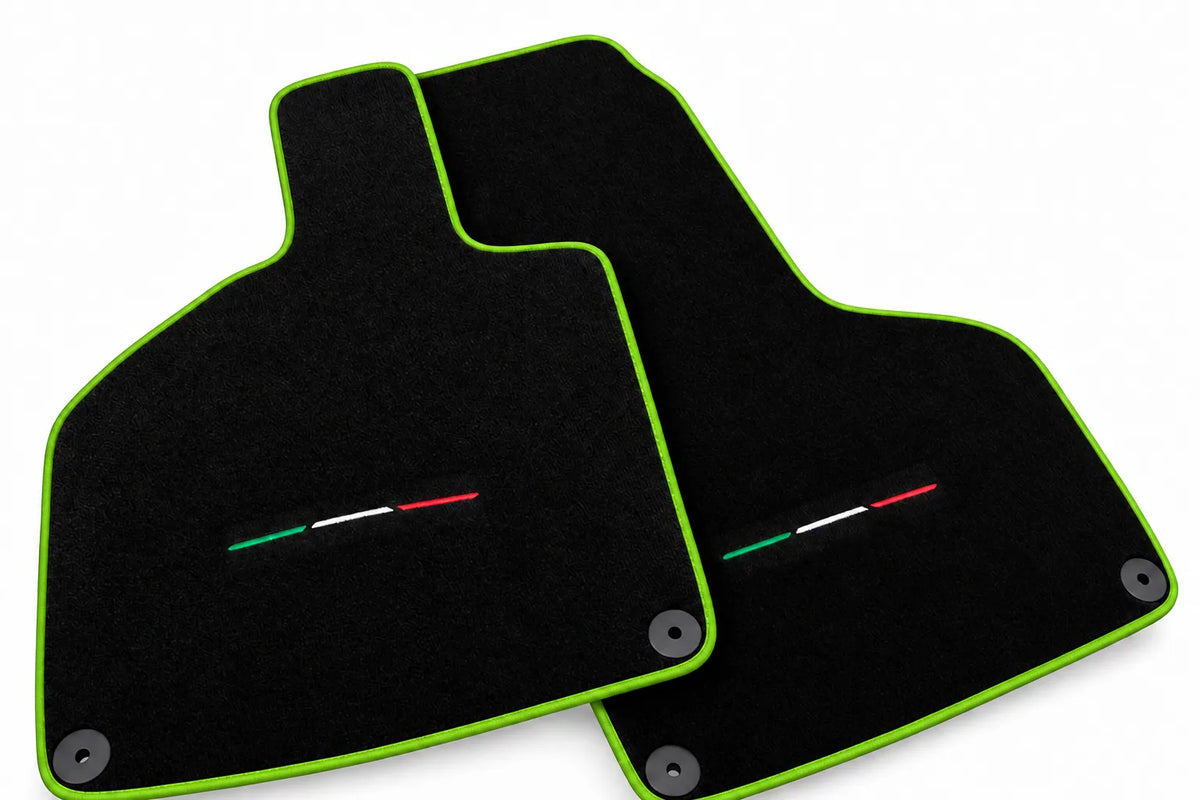 Custom Black Floor Mats for Lamborghini Huracan Sterrato (2023-2024) Green trim