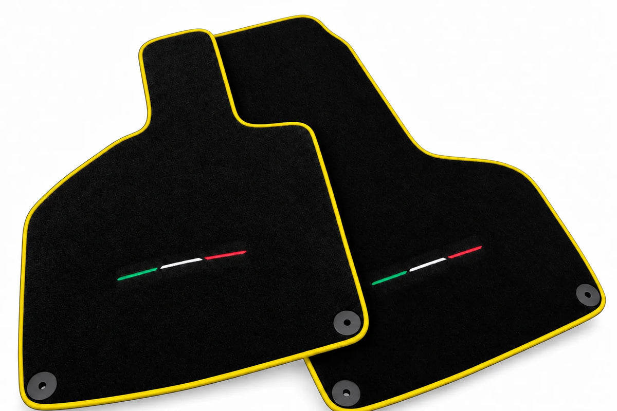 Custom Black Floor Mats for Lamborghini Huracan Sterrato (2023-2024) Yellow trim