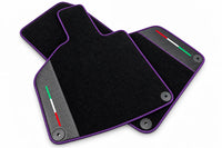 Custom Black Floor Mats for Lamborghini Huracan with Carbon Fiber Leather Purple trim