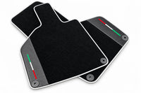 Custom Black Floor Mats for Lamborghini Huracan with Carbon Fiber Leather White trim