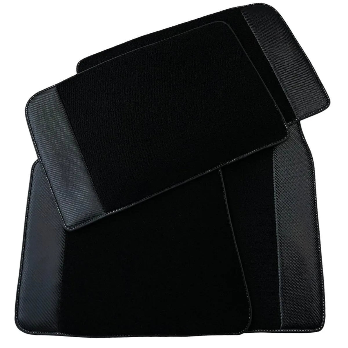 Custom Black Floor Mats for Rolls Royce Ghost Series II (2021-2024) With Carbon Fiber Leather