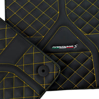 Customizable Black Leather Floor Mats for Lamborghini Aventador S | Yellow Stitching