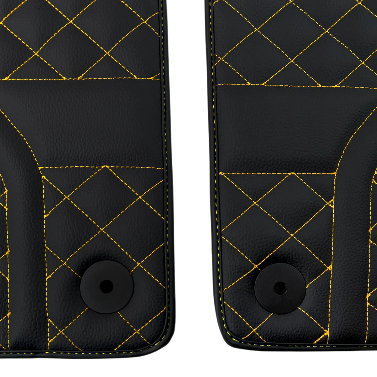 Customizable Black Leather Floor Mats for Lamborghini Aventador S | Yellow Stitching