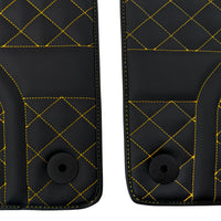 Customizable Black Leather Floor Mats for Lamborghini Aventador S | Yellow Stitching