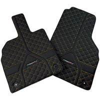 Customizable Black Leather Floor Mats for Lamborghini Aventador S | Yellow Stitching