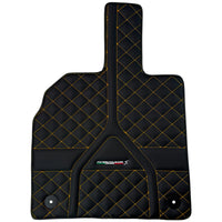 Customizable Black Leather Floor Mats for Lamborghini Aventador S | Yellow Stitching
