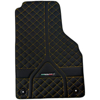 Customizable Black Leather Floor Mats for Lamborghini Aventador S | Yellow Stitching