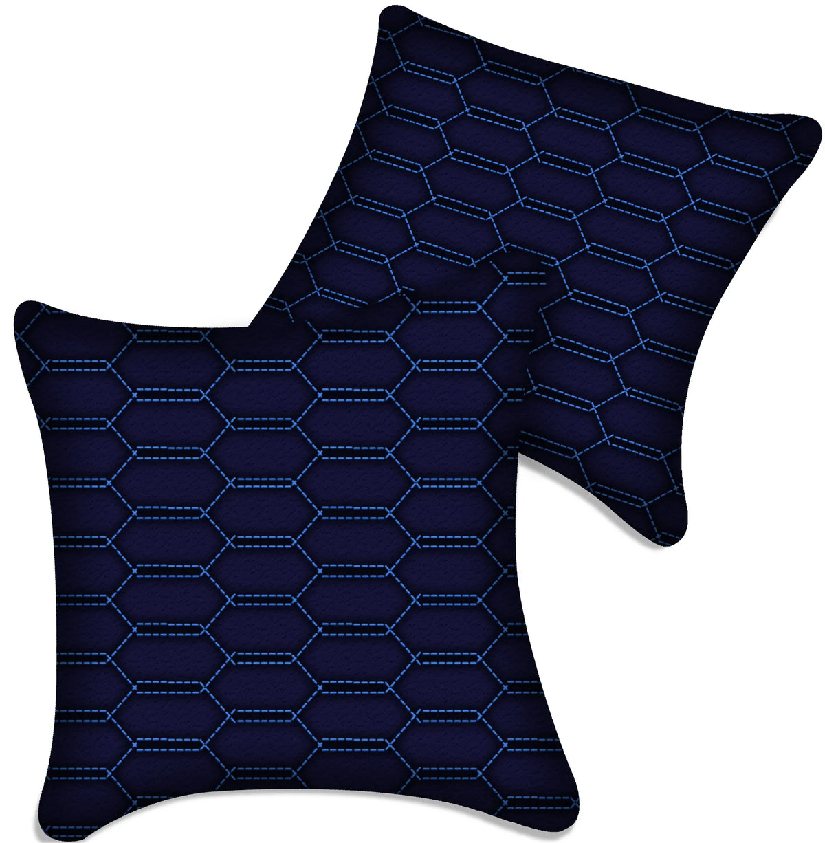 Customizable Dark Blue Leather Pillows Set of 2 for All Vehicles