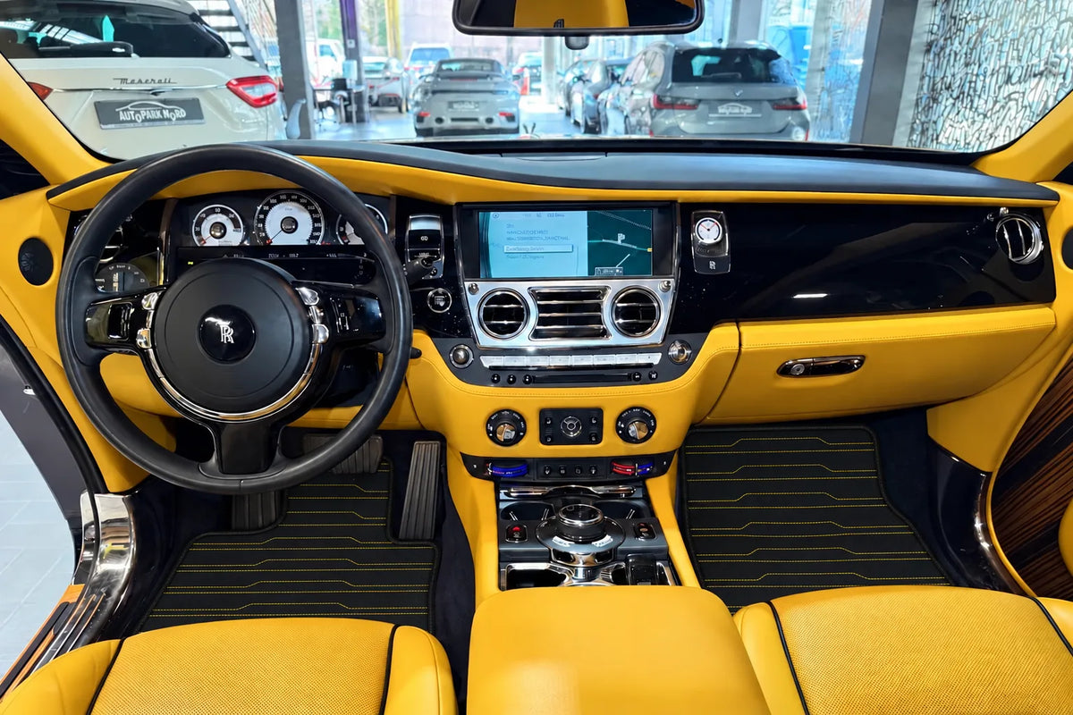 Customizable Leather Floor Mats with AW06 Pattern for Rolls Royce Wraith (2013–2023) inside the vehicle