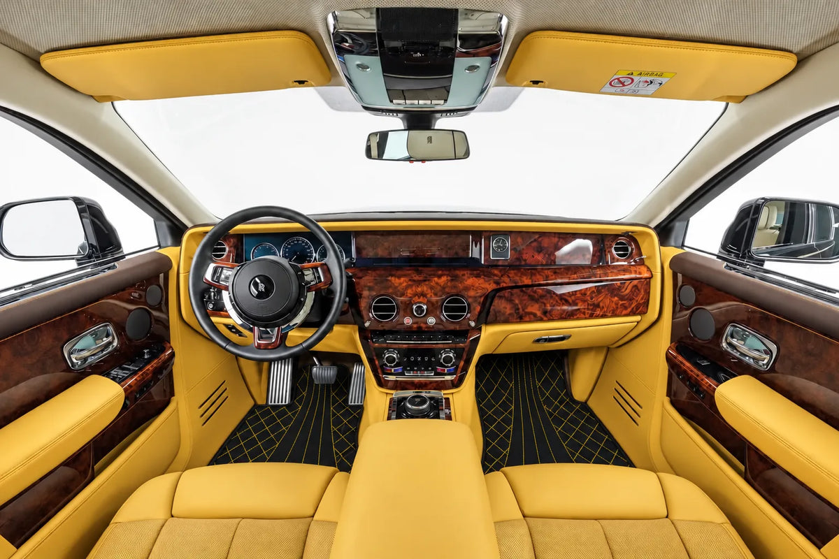 Customizable Leather Floor Mats with AW14 Pattern for Rolls Royce Phantom VIII (2017-2024) inside the vehicle