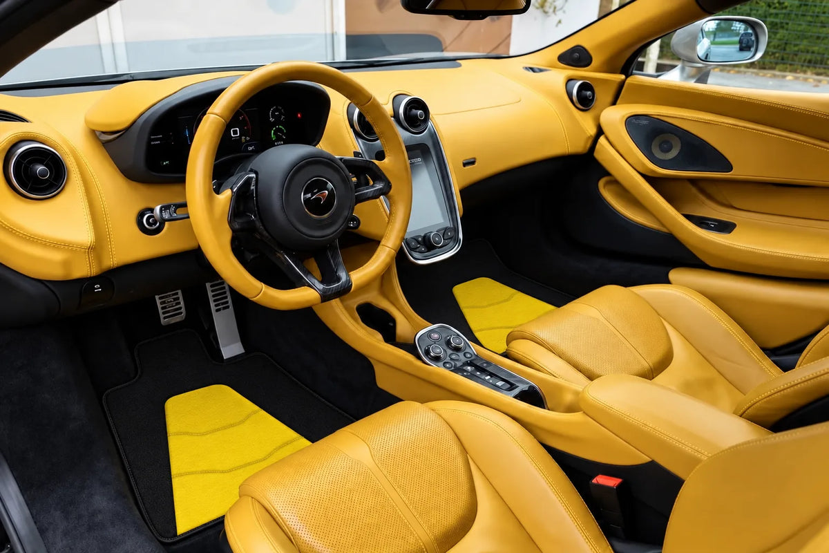 Customizable Leather Floor Mats with AW29 Pattern for McLaren 570S (2015-2021) inside the vehicle