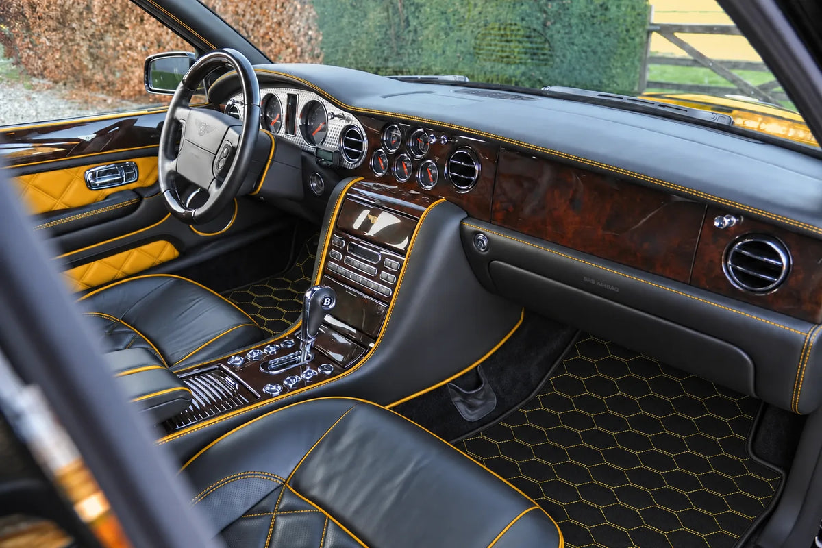 Customizable Leather Floor Mats with Divario Pattern for Bentley Arnage T (1998-2009) inside the vehicle