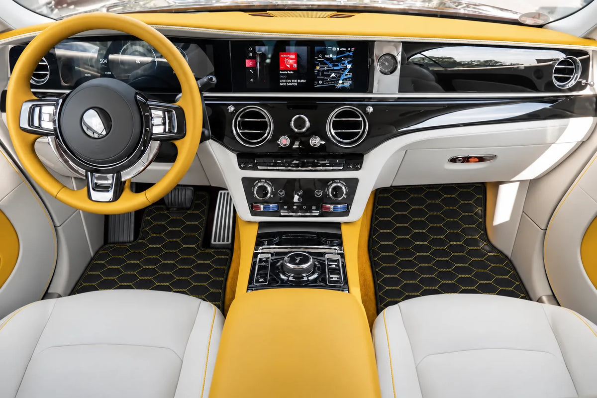 Customizable Leather Floor Mats with Divario Pattern for Rolls Royce Spectre (2023-2024) inside the vehicle
