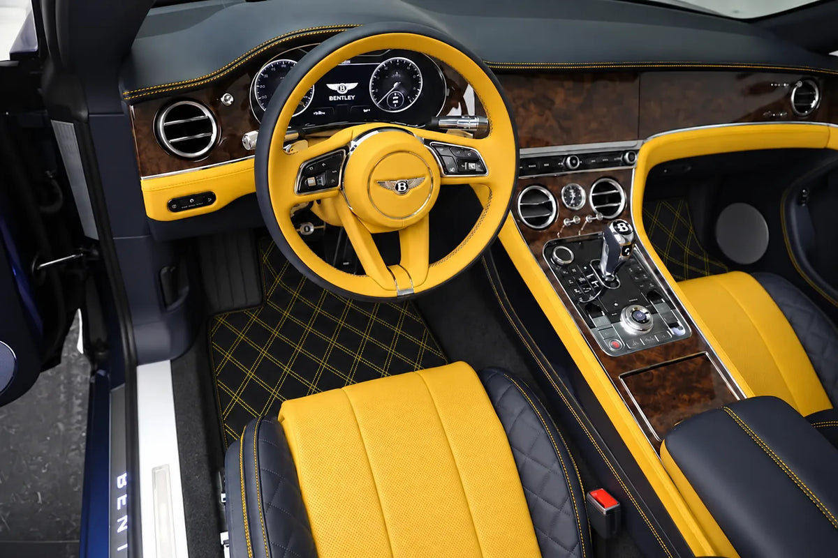 Customizable Leather Floor Mats with Double Diamond Pattern for Bentley Continental GTC (2018-2023) inside the vehicle