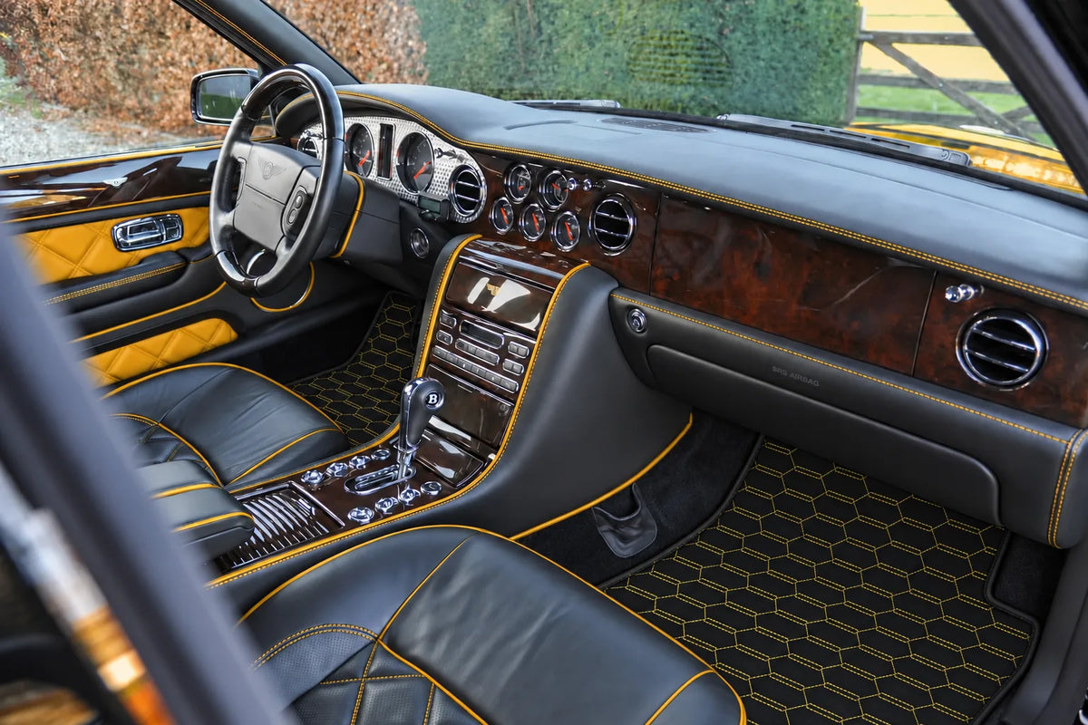 Customizable Leather Floor Mats with Interlaced Hex Pattern for Bentley Arnage T (1998-2009) inside the vehicle