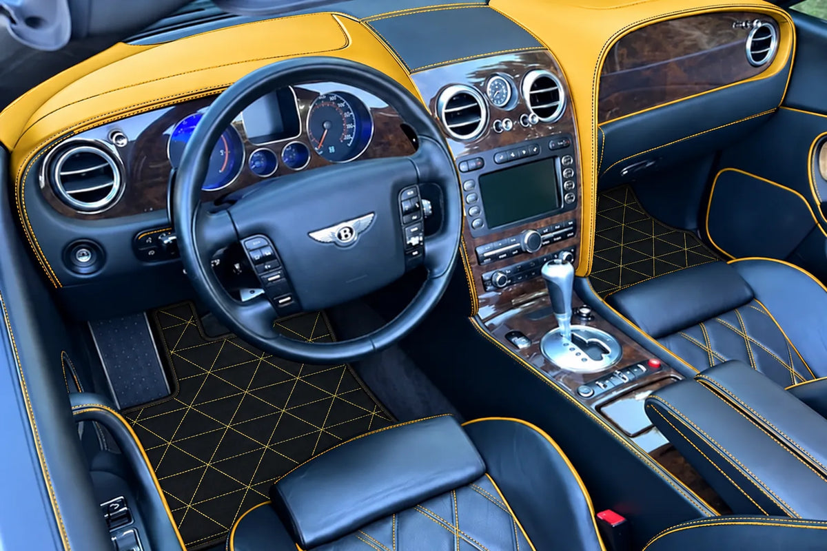 Customizable Leather Floor Mats with Triangle Pattern for Bentley Continental GTC (2006–2011) inside the vehicle