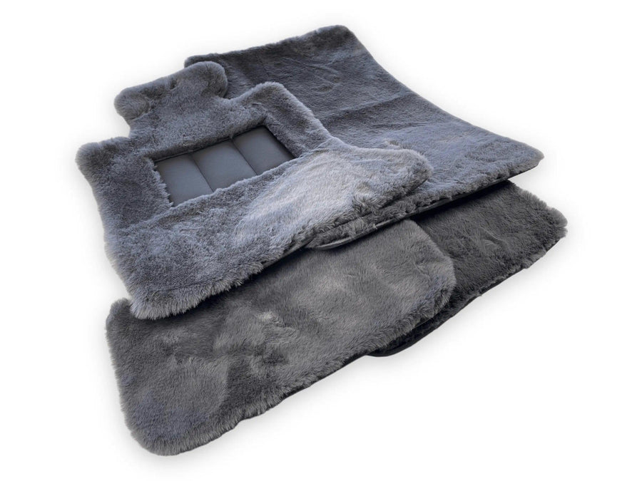 Dark Gray Sheepskin Floor Mats For Bentley Bentayga Design Brand - AutoWin