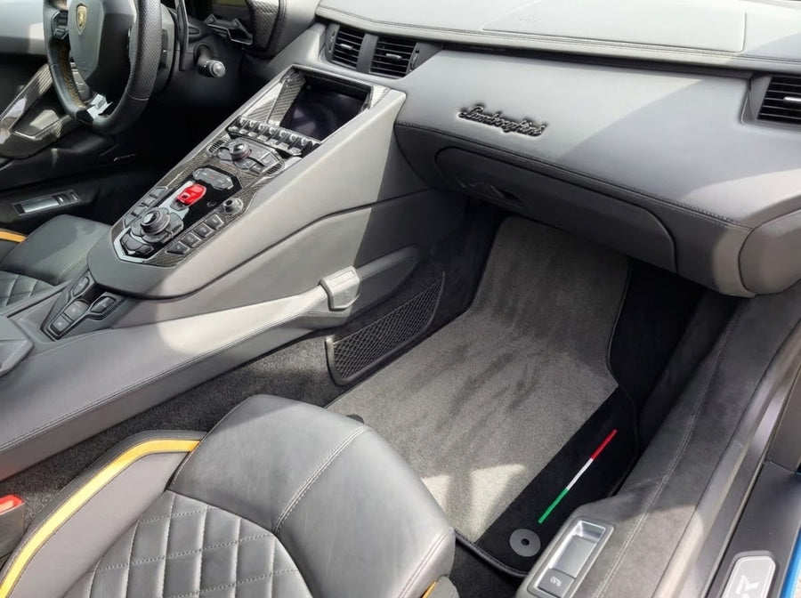 Customizable Gray Floor Mats for Lamborghini Aventador With Alcantara Leather