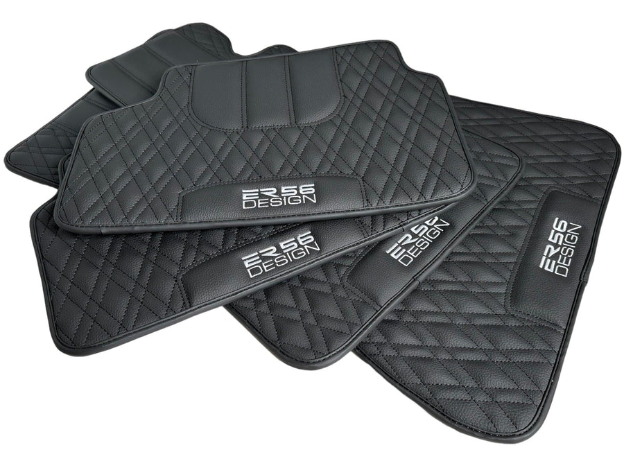 Floor Mats For BMW Gran Tourer F46 (2015-2022) 7 Seats Black Leather Er56 Design - AutoWin