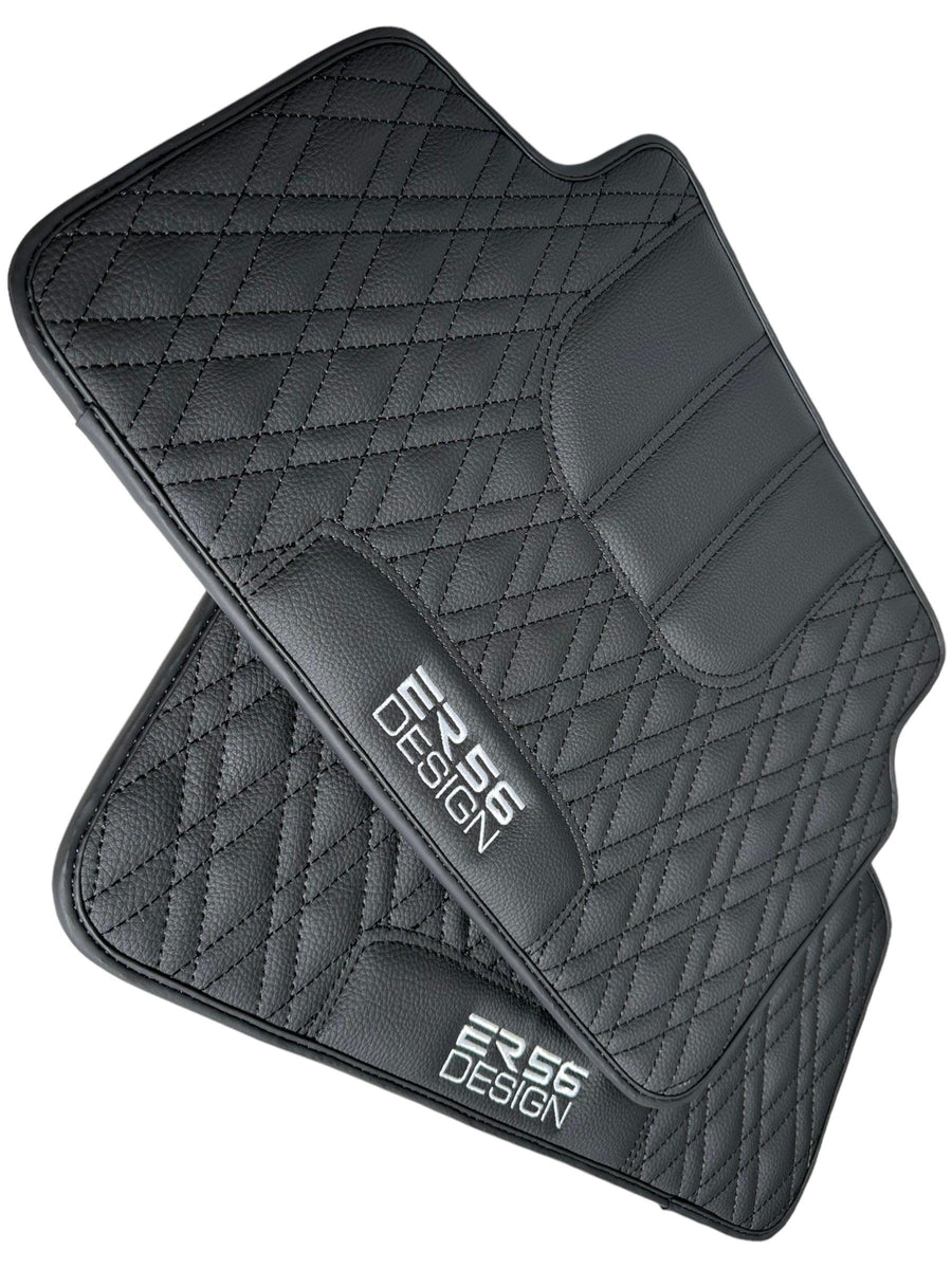Floor Mats For BMW Gran Tourer F46 (2015-2022) 7 Seats Black Leather Er56 Design - AutoWin