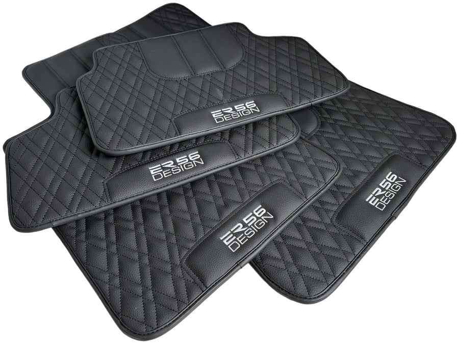 Floor Mats For BMW Gran Tourer F46 (2015-2022) 7 Seats Black Leather Er56 Design - AutoWin