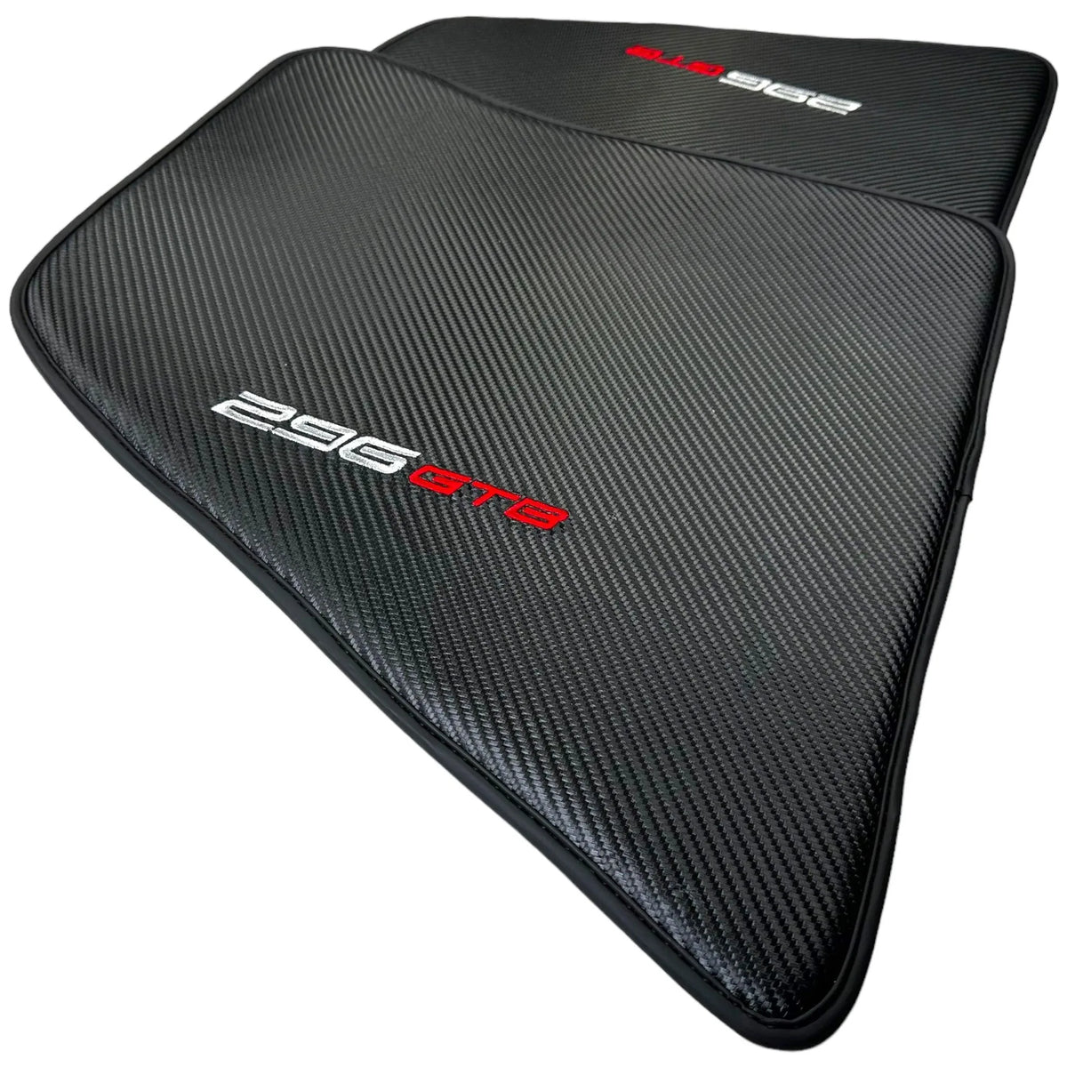 Floor Mats for Ferrari 296 GTB (2022-2027) Made From Carbon Fiber Leather - AutoWin