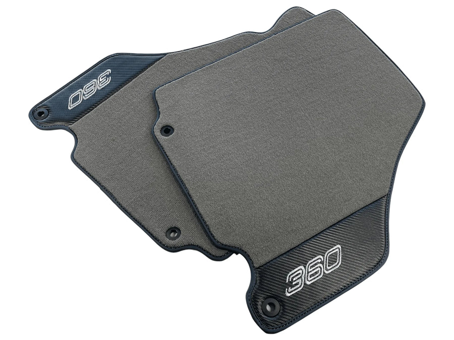 Floor Mats For Ferrari 360 Modena 1999-2005 Gray With Carbon Fiber Leather - AutoWin