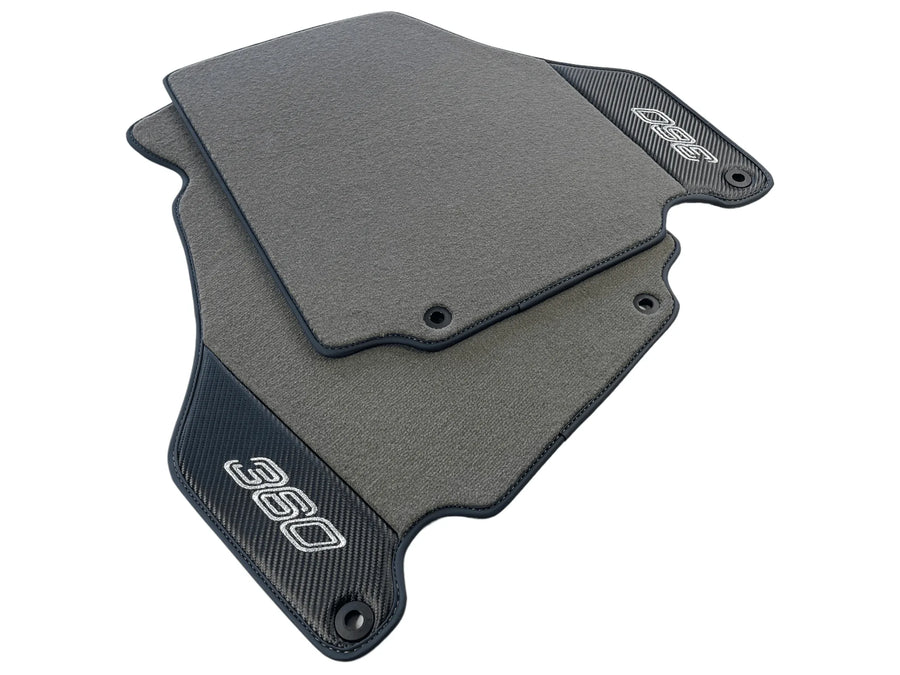 Floor Mats For Ferrari 360 Modena 1999-2005 Gray With Carbon Fiber Leather - AutoWin