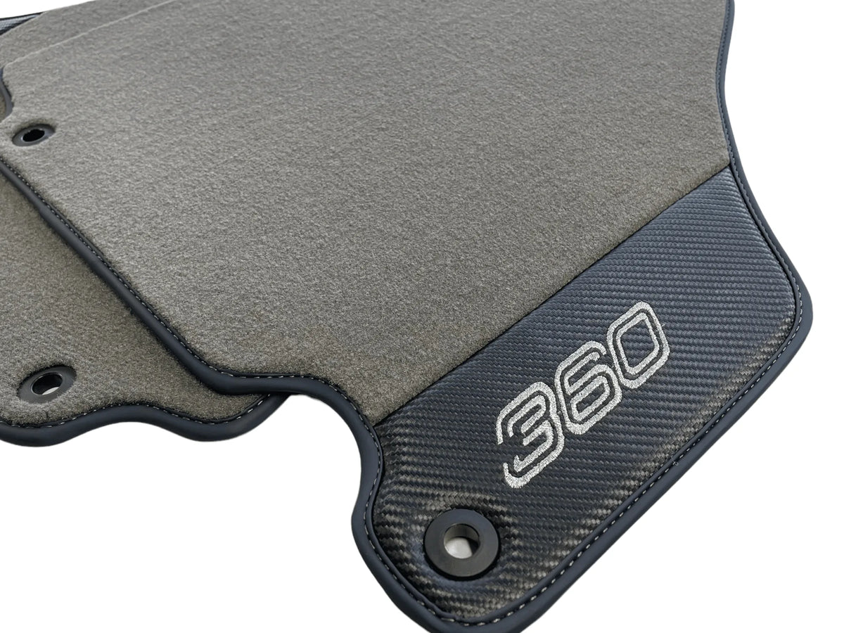 Floor Mats For Ferrari 360 Modena 1999-2005 Gray With Carbon Fiber Leather - AutoWin