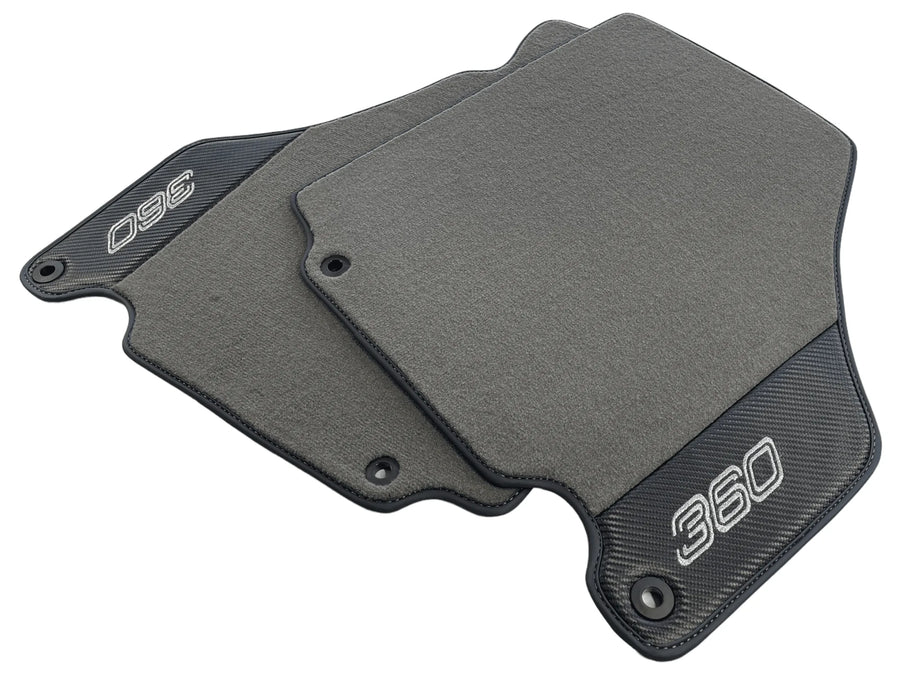 Floor Mats For Ferrari 360 Modena 1999-2005 Gray With Carbon Fiber Leather - AutoWin