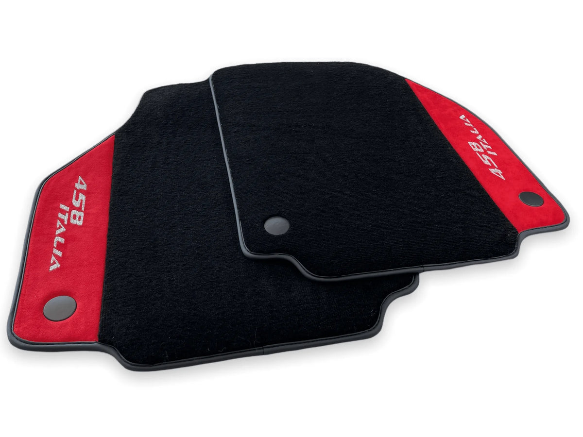 Floor Mats For Ferrari 458 Italia 2009-2015 Red Alcantara Leather - AutoWin