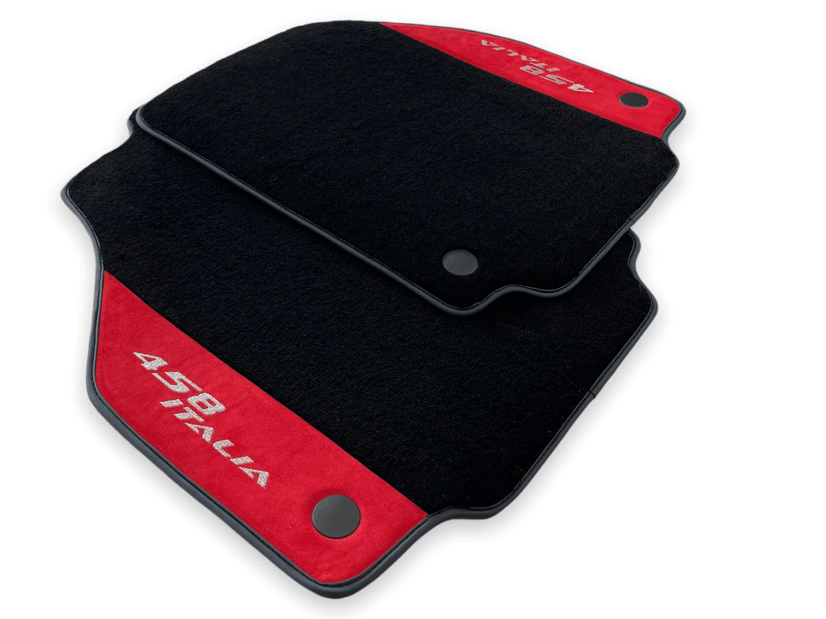 Floor Mats For Ferrari 458 Italia 2009-2015 Red Alcantara Leather - AutoWin