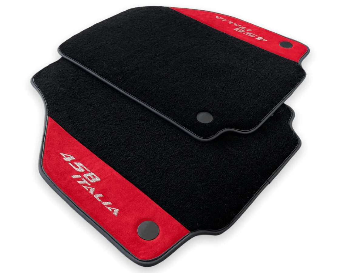 Floor Mats For Ferrari 458 Italia 2009-2015 Red Alcantara Leather - AutoWin