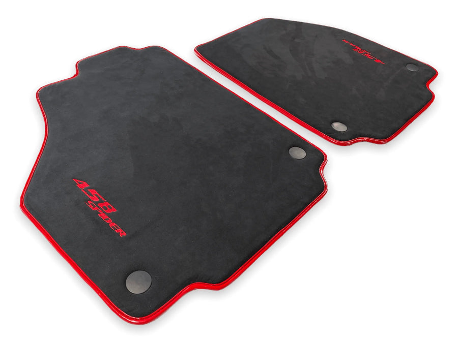 Floor Mats For Ferrari 458 Spider (2012-2015) Alcantara Leather Red Trim - AutoWin