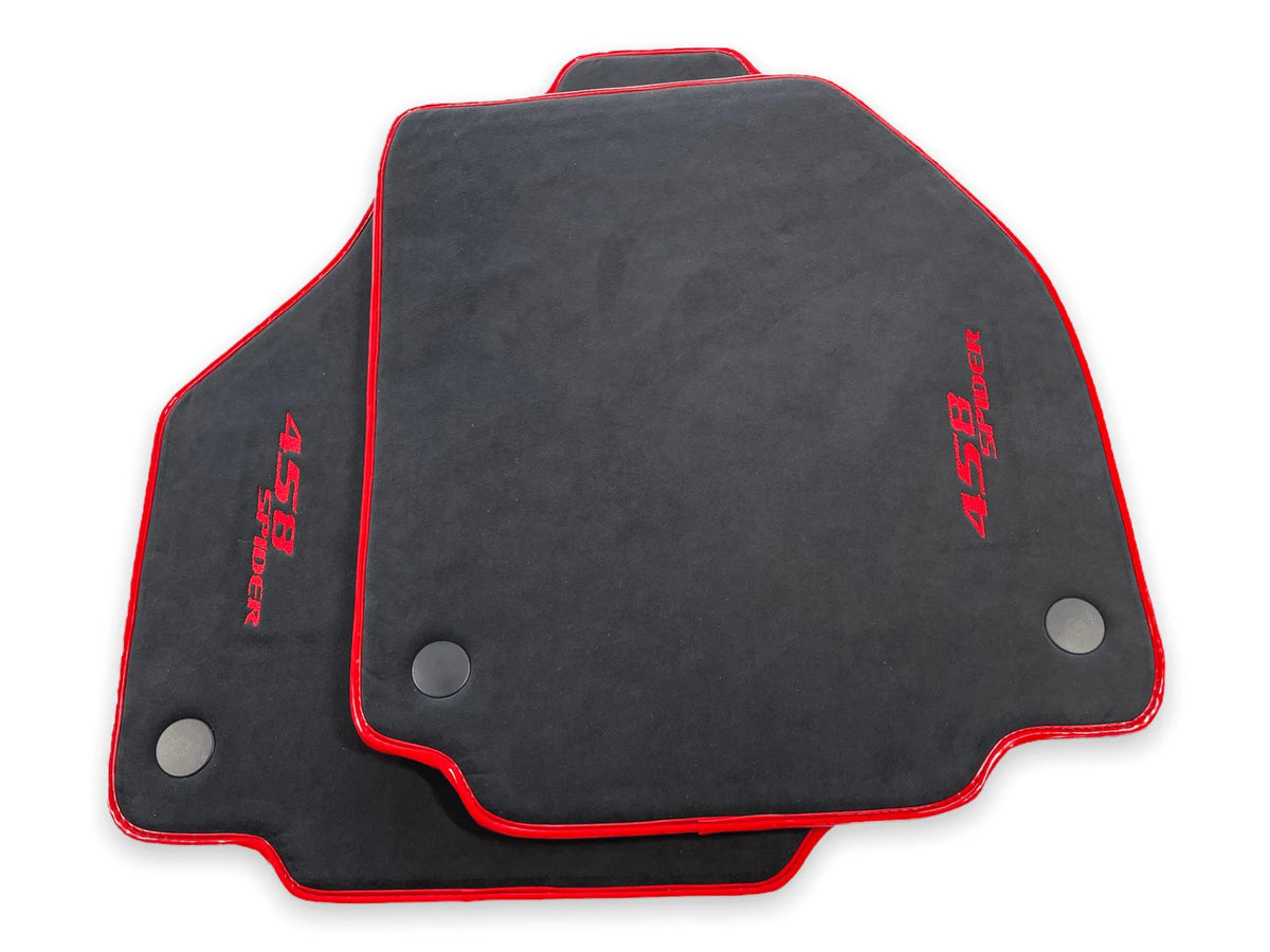 Floor Mats For Ferrari 458 Spider (2012-2015) Alcantara Leather Red Trim - AutoWin