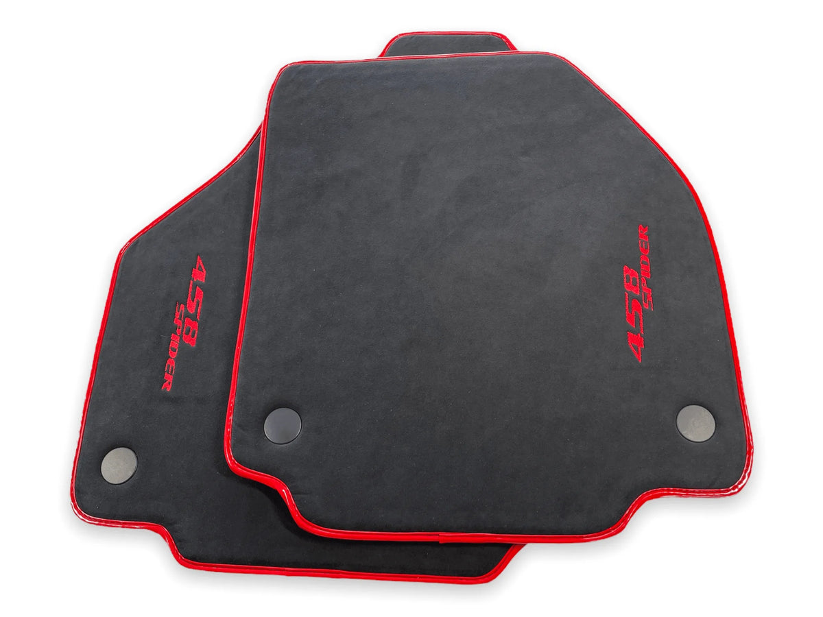 Floor Mats For Ferrari 458 Spider (2012-2015) Alcantara Leather Red Trim - AutoWin