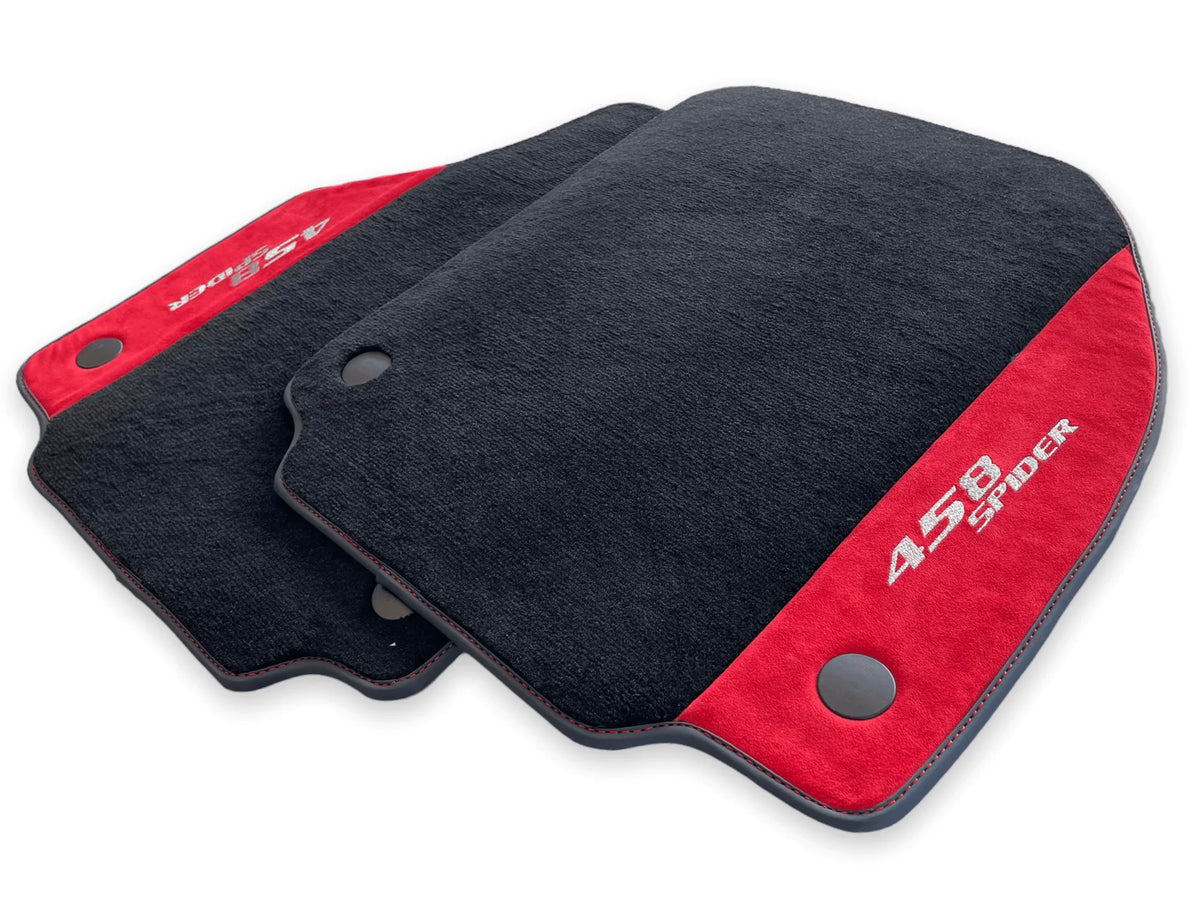 Floor Mats For Ferrari 458 Spider 2012-2015 Red Alcantara Leather - AutoWin